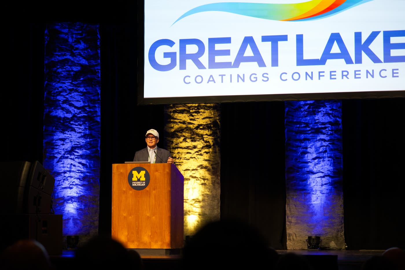 Presenting from the podium at the Great Lakes Coatings Conference
