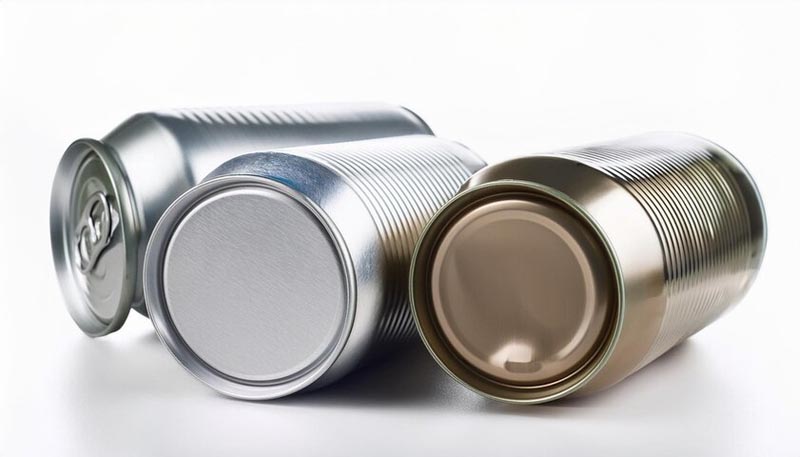 three metal soda cans 